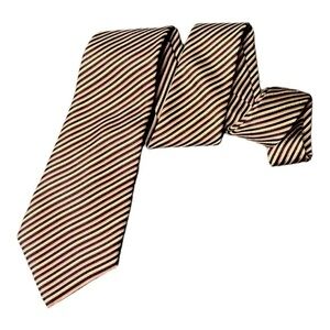Givenchy Paris repeating spellout tie black with tan diagonal stripes 100% silk.